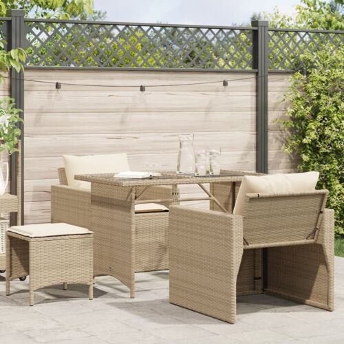Vidaxl Salon De Jardin Avec Coussins 4 Pcs Beige Résine Tressée