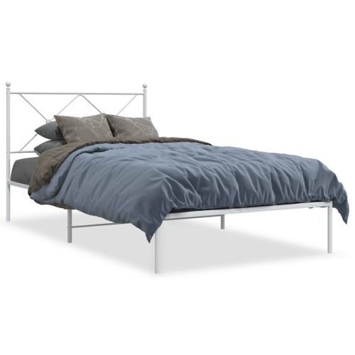 Vidaxl Cadre De Lit Métal Sans Matelas Et Tête De Lit Blanc 100x190 Cm