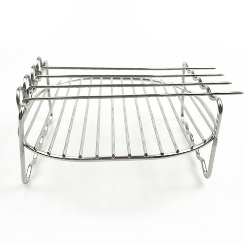 Plaque de cuisson Brochettes Friteuse à air Support en acier inoxydable Grille de barbecue Double couche Grill