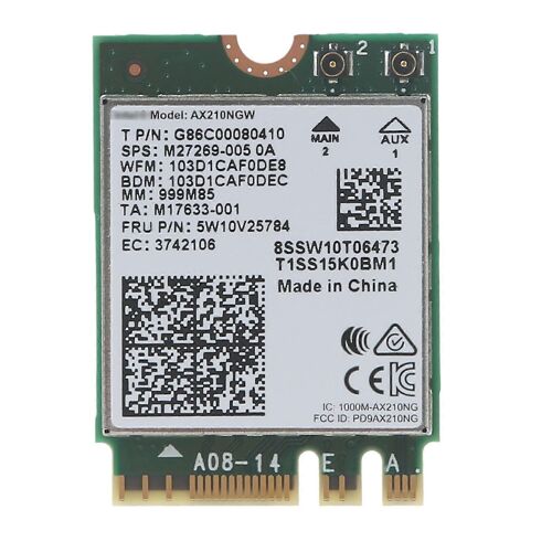 AX210NGW NGFF pour M.2 Wireless WiFi 6E Network Card 2.4 / 5 / 6G 802.11ac ax Bluetooth-Compatible 5.2 Tri-Band Network C