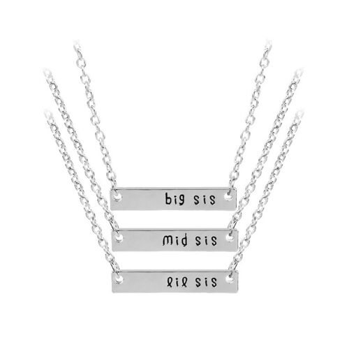 3 Pcs Colliers Courts En Forme De Rectangle Meilleur Ami Bonnes Soeurs Collier Bijoux