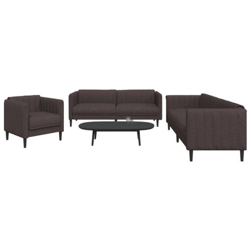 Vidaxl Ensemble De Canapés 3 Pcs Marron Foncé Tissu