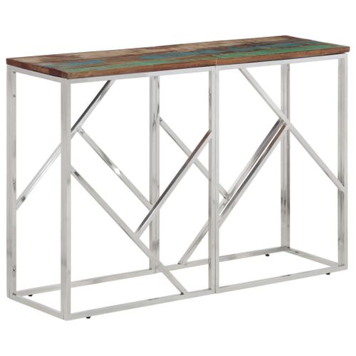 Vidaxl Table Console Argenté Acier Inoxydable/Bois Massif Récupération