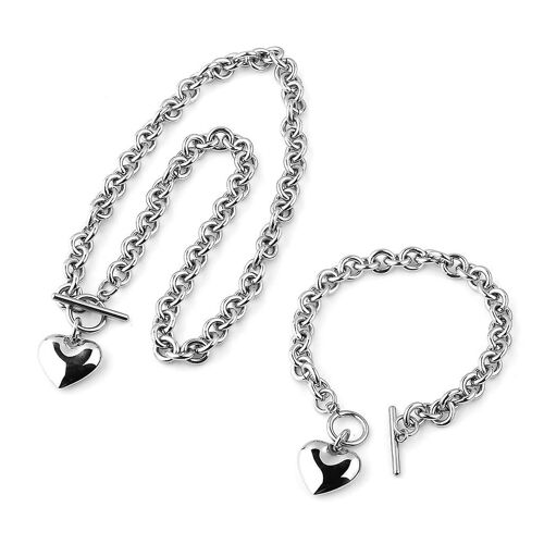 Mode Chaîne En Acier Inoxydable En Forme De Coeur À Bascule Bracelet Pendentif Collier Cadeau