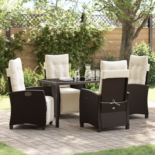 vidaXL Ensemble de repas de jardin 5 pièces marron rattan synthétique