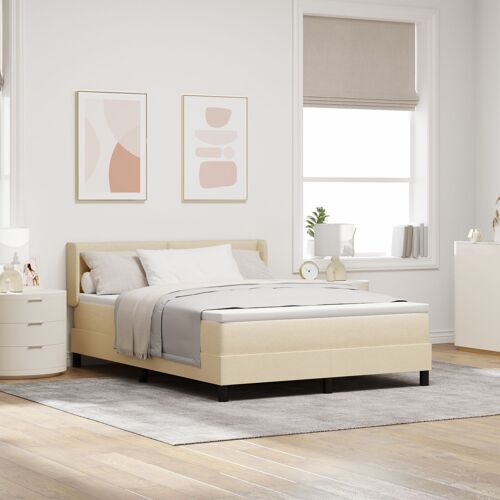 Lit Box Spring vidaXL avec Matelas Crème 140x190 cm Tissu, Tête de lit capitonnée vidaXL Crème 140 cm Tissu