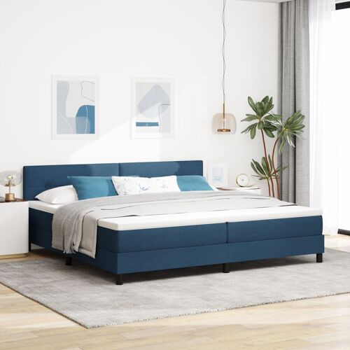 vidaXL Lit box spring avec matelas bleu 200x200 cm en tissu