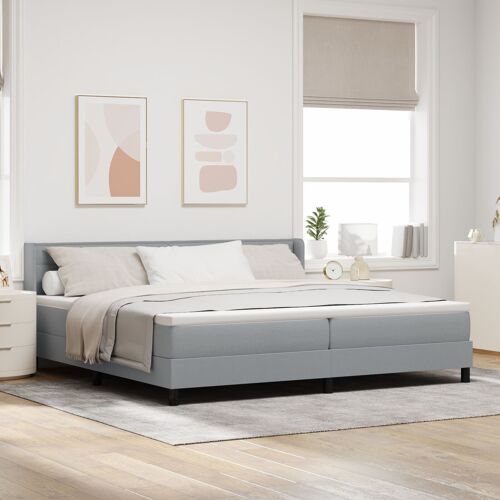 Lit Box Spring vidaXL avec Matelas Gris Clair 200x200 cm Tissu, Tête de Lit Design Lignes Gris Clair 200 cm Tissu