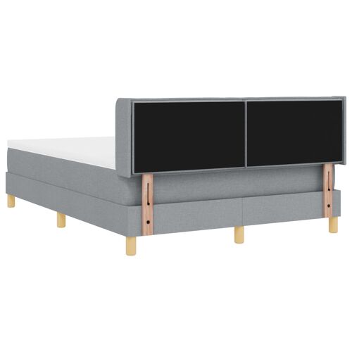 Lit à Sommier vidaXL avec Matelas Gris Clair 160x200 cm Tissu, Tête de Lit Design à Lignes Gris Clair 160 cm Tissu