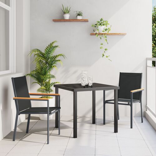 vidaXL Ensemble de repas de jardin 3 pièces Noir Textilène et Acier