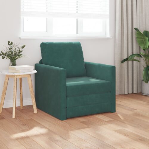 vidaXL Sofa-Lit 2-en-1 Vert Foncé 74x77x81 cm Velours