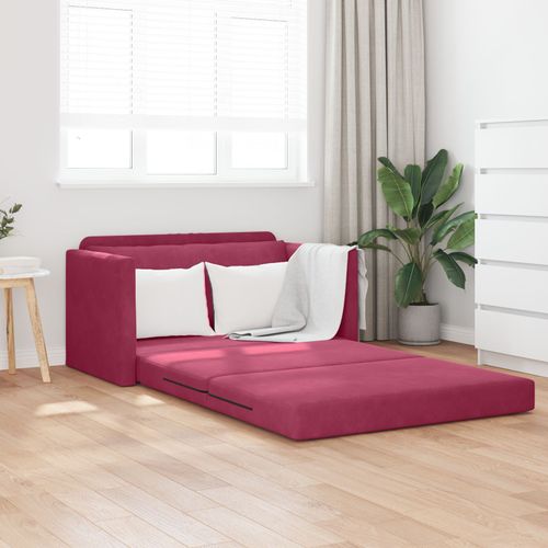 Vidaxl Canapé Lit Au Sol 2-En-1 Rouge Vin 124x204x61 Cm Velours