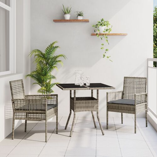 Vidaxl Ensemble De Salle À Manger De Jardin 3 Pièces En Poly Rattan Gris