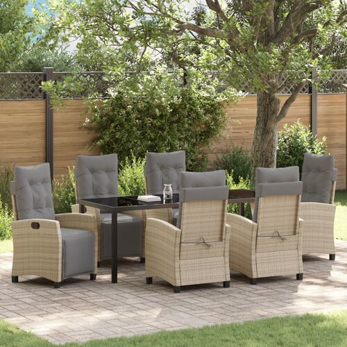 Vidaxl Ensemble De Jardin 7 Pièces Beige Rattan Poly