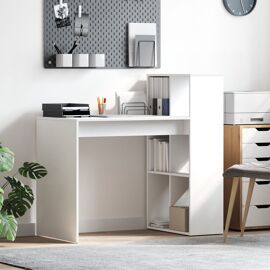 vidaXL Bureau d'écriture Blanc Bois d'ingénierie Moyen Rangements