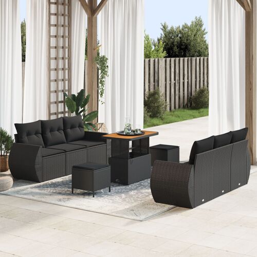 Vidaxl Ensemble De Canapé De Jardin 9 Pièces Avec Coussins En Rattan Synthétique Noir, Vidaxl Ensemble Salle À Manger Jardin 3 Pièces Avec Coussins En Rattan Synthétique Noir