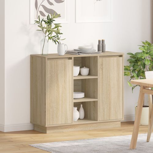 Vidaxl Buffet Avec Led En Chêne Sonoma 90x32x75 Cm En Bois D'ingénierie