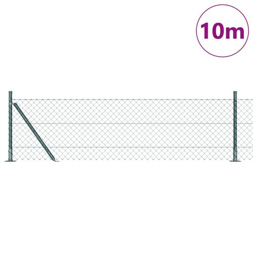Vidaxl Clôture En Treillis Chainé Avec 7 Piquets Flangés 0,6x10 M Acier Galvanisé