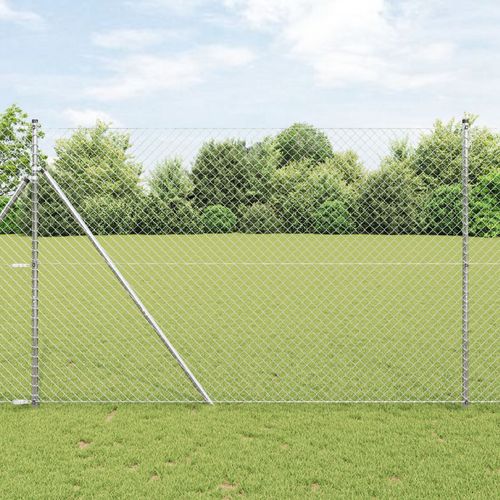 Vidaxl Clôture En Treillis Avec 7 Poteaux 1,5x10 M En Acier Galvanisé