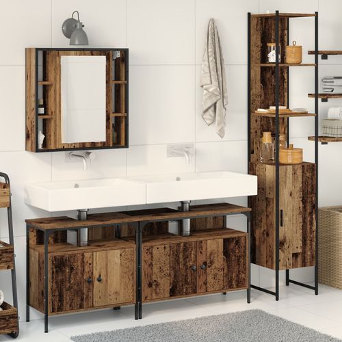 Vidaxl Meuble Sous Lavabo Avec Lavabo Intégré En Vieux Bois En Bois D'ingénierie