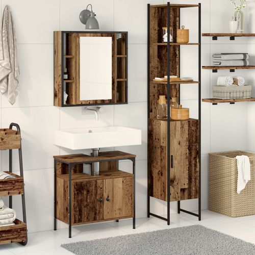 Vidaxl Meuble Sous Lavabo Avec Lavabo Intégré En Bois Vieilli En Bois D'ingénierie
