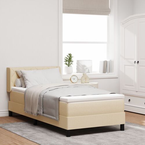 Lit Box Spring vidaXL avec Matelas Crème 100x200 cm Tissu, Tête de Lit vidaXL Design Bloc Diamant Crème 100 cm Tissu