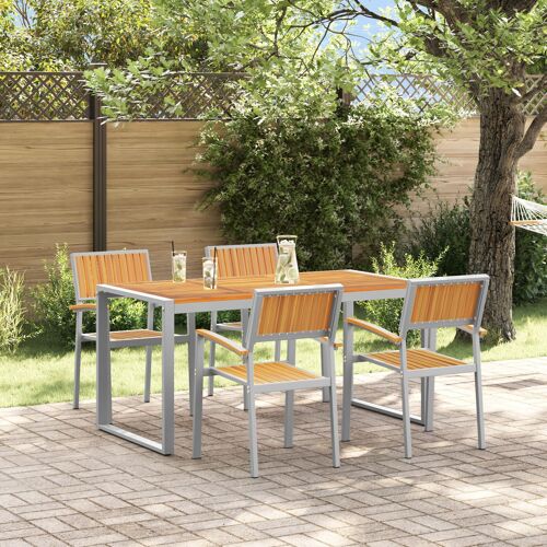 Vidaxl Ensemble De Salle À Manger De Jardin 5 Pièces En Bois Massif Acacia Et Métal