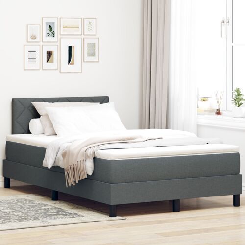 vidaXL Lit à ressort avec matelas gris foncé 120x190 cm tissu
