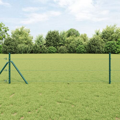 Grillage Hexagonal vidaXL Vert 0.5x10 m Acier, Poteaux de Grillage vidaXL 7 pcs Vert Ø32 mm 100 cm Acier Galvanisé