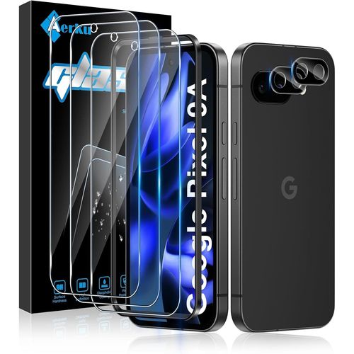 CAUC-Verre Trempé pour Google Pixel 9A avec Protecteur de Caméra Arrière [3+2 Pièces], Dureté 9H, Sans Bulles, Ultra HD, Ultra Résistant, Film Vitre Trempé de Protection d'Écran Transparente