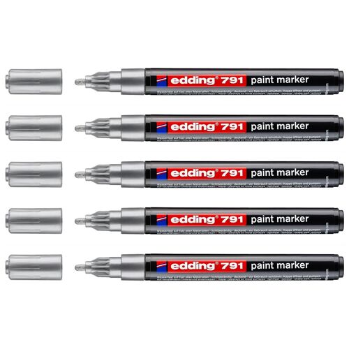 Edding Lot De 5 Marqueurs Peinture 791 Argent Pointe Ronde 1-2 Mm