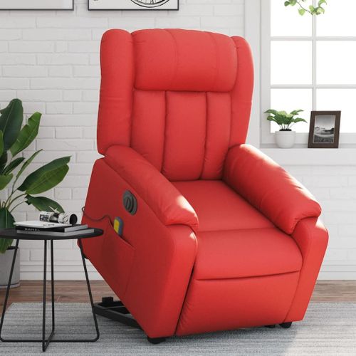 Vidaxl Fauteuil Inclinable De Massage Électrique Rouge Similicuir