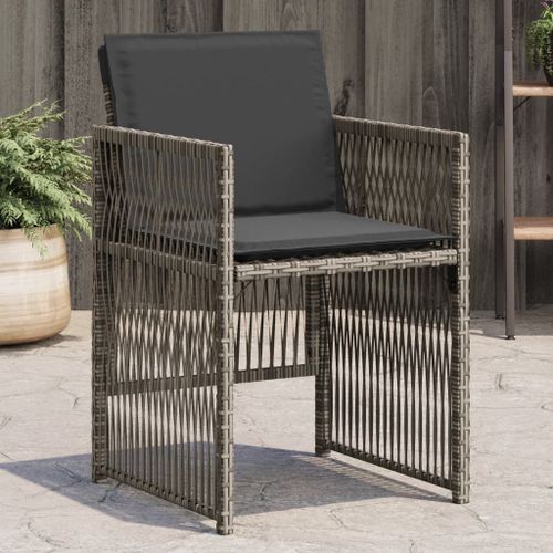 Vidaxl Chaises De Jardin Avec Coussins Lot De 4 Gris Résine Tressée