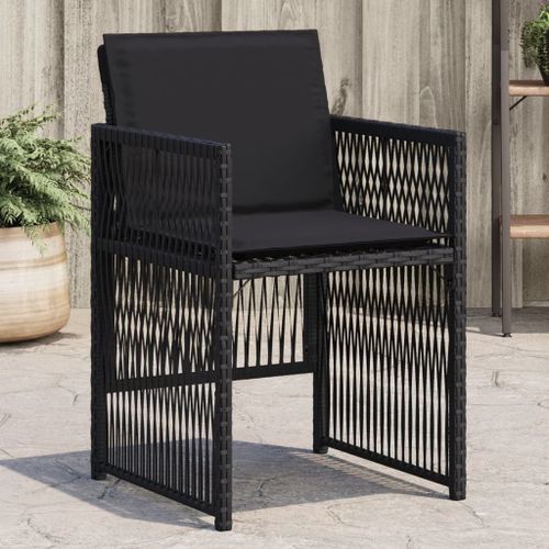 Vidaxl Chaises De Jardin Lot De 4 Avec Coussins Noir Résine Tressée