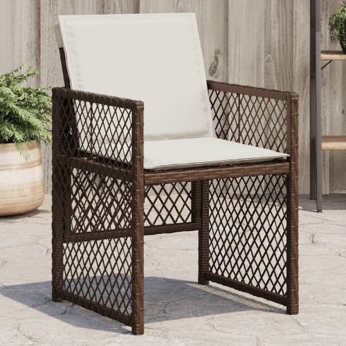 Vidaxl Chaises De Jardin Avec Coussins Lot De 4 Marron Résine Tressée