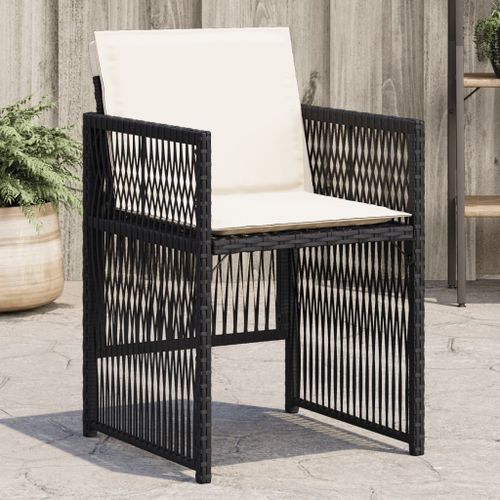 Vidaxl Chaises De Jardin Lot De 4 Avec Coussins Noir Résine Tressée