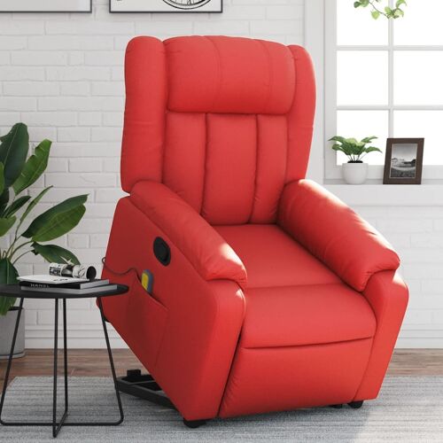 vidaXL Fauteuil inclinable de massage Rouge Similicuir