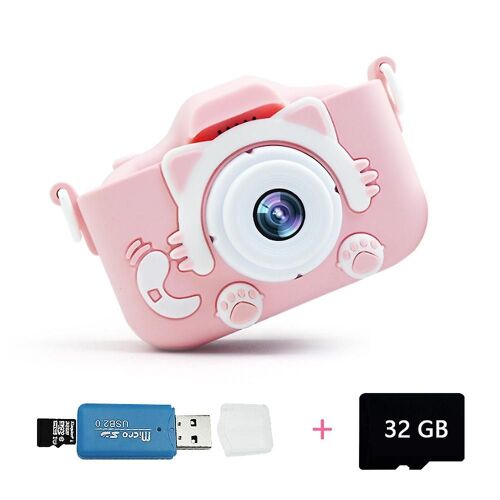 Appareil photo numérique pour enfants, objectif HDR 20 MP, vidéo 1080p, carte mémoire 32 Go, fonctionnalités amusantes, sûr et durable, cadeau pour les 3 à 12 ans