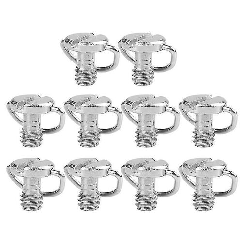 Lot de 10 vis de fixation pour appareil photo 1/4 po pour trépied monopode, anneau en D en métal, vis pour plaque à dégagement rapide