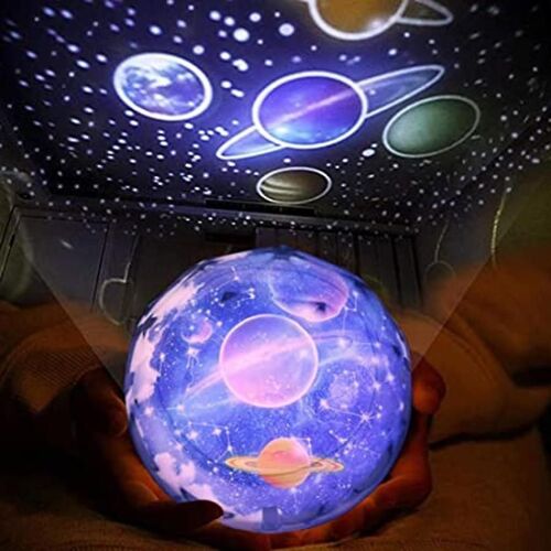 Lampe de projecteur universelle avec fonction de lumière de nuit, 5 lecteurs de films, chargeur USB, intensité variable, idéale pour la décoration