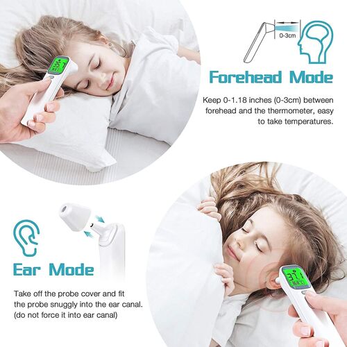 Thermomètre Infrarouge 4 En 1 Pour Adultes Et Enfants - Mesure Sans Contact De La Température Auriculaire Et Frontale Avec Écran Lcd 
