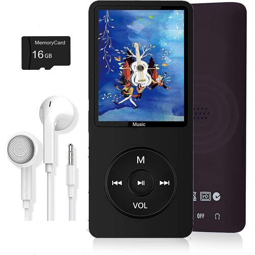 Lecteur MP3 portable 16 Go avec son Hi-Fi, longue durée de vie de la batterie, prise en charge de plusieurs formats, extensible jusqu'à 128 Go