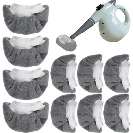Lot de 10 lingettes universelles pour Balai Vapeur,Accessoires lavables pour Nettoyeur vapeurs,Chiffons en Microfibre pour la Plupart des nettoyeurs Vapeur portatifs (Gris)