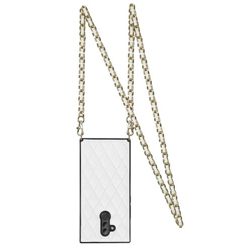 Coque Antichoc Huawei Mate 20 Lite - Élégant Motif Rhombique,Cuir Microfibre + Tpu,Bandoulière,Blanc