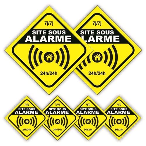 Panneaux Videosurveillance Alarme maison x6 : 140x140mm (x2) + 70x70mm (x4) - Anti UV - garantie 5 ans - SHNJca