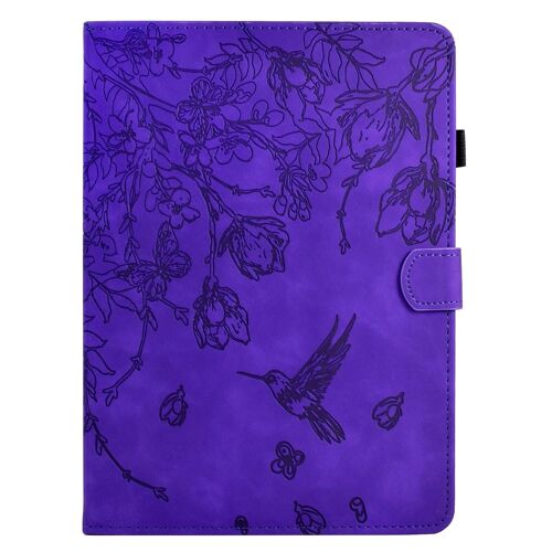 Coque Tablette - Fleurs Et Oiseaux En Relief,Cuir Intelligent Pour Ipad 10e Gen 10.9"" 2022,Violet Violet