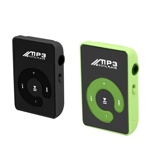 Mini réinitialisation Miroir USB Numérique Réglable, 3 Lecteurs de Musique, Support de Carte SD TF 8 Go, Noir et Vert, 2 Pièces