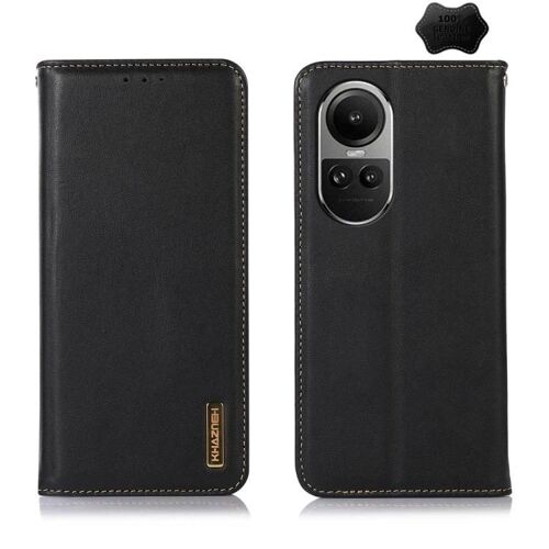 OPPO Reno10 5G / 10 Pro 5G Étui en cuir de vachette - Noir Nappa Cuir de vachette