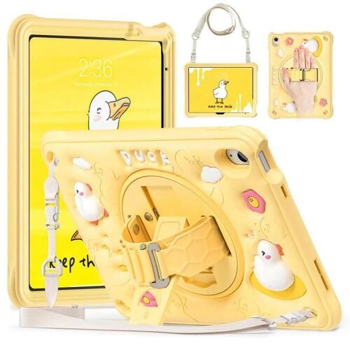 SUNSKY Duck Rotation Béquille Silicone Hybride PC Tablet Case Pour iPad 10th Gen 10.9 2022 Jaune