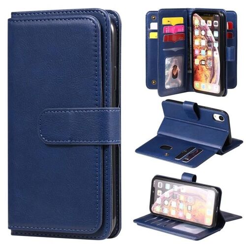 Étui en cuir pour iPhone XS Max - Rabat magnétique,10 emplacements pour cartes,portefeuille et support - SUNSKY